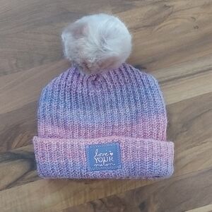 Love Your Melon Pink Purple Ombre Hat Detachable Pom Pom